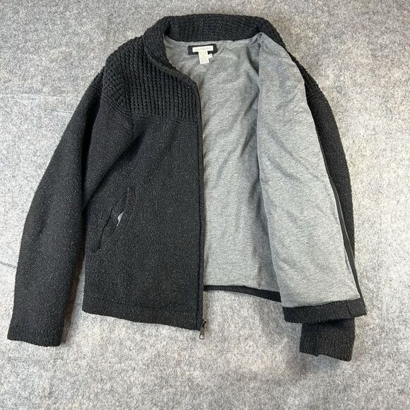 Carbon 2 Cobalt Sweater Mens Small Knit Full Zip Cotton Charcoal Gray Pockets - Picture 7 of 9